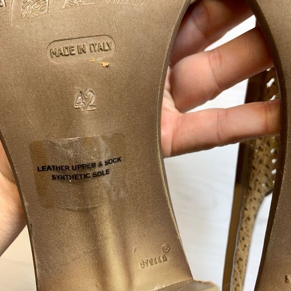 Sundance Demeter Hillside Woven Leather Heeled Sandals Taupe Women's 12/42 - Picture 8 of 9